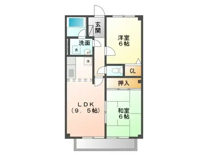 レジデンス清水山A(2DK/1階)の間取り写真