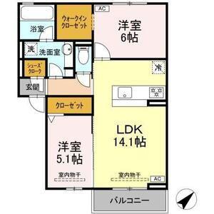 恵比寿の森(2LDK/2階)の間取り写真
