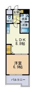 ビュー博多(1LDK/12階)の間取り写真