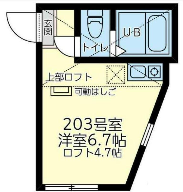 ユナイト星川ジョンポラニー(ワンルーム/2階)の間取り写真