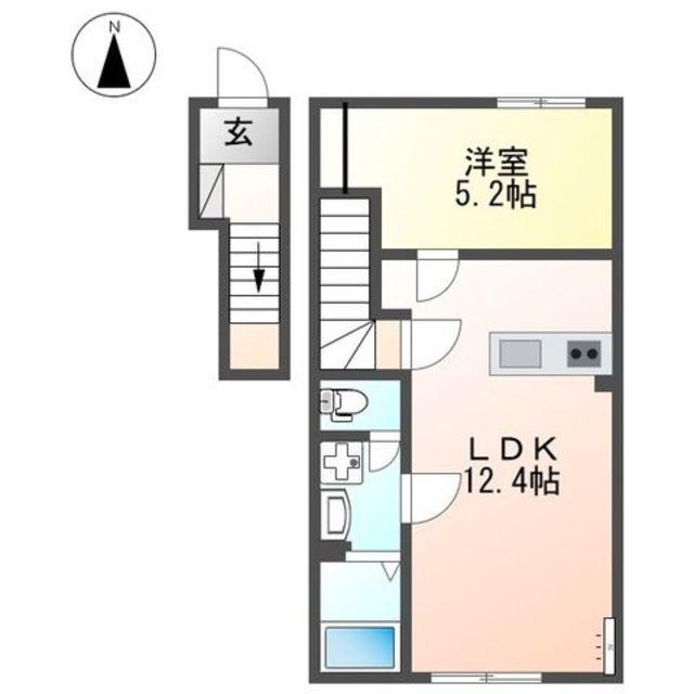 西田中アパート(1LDK/2階)の間取り写真