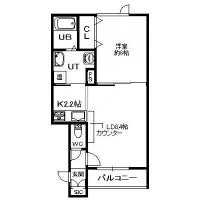 アクアガーデン(1LDK/2階)の間取り写真