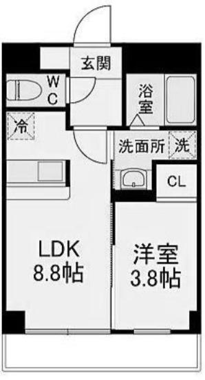 ラフィナート南明大寺(1LDK/6階)の間取り写真