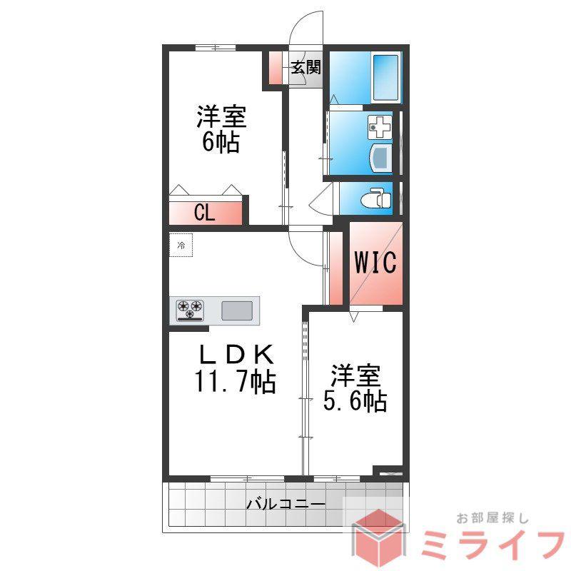 グレースメゾン背戸口(2LDK/1階)の間取り写真