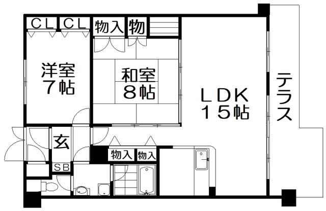 ニューハイツ花水木(2LDK/1階)の間取り写真