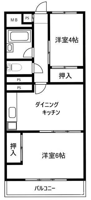 メゾン上野毛(2DK/7階)の間取り写真