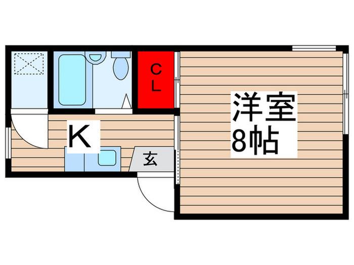 岩瀬フラット(1K/2階)の間取り写真
