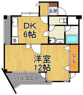 インペリアル砂山(1DK/2階)の間取り写真
