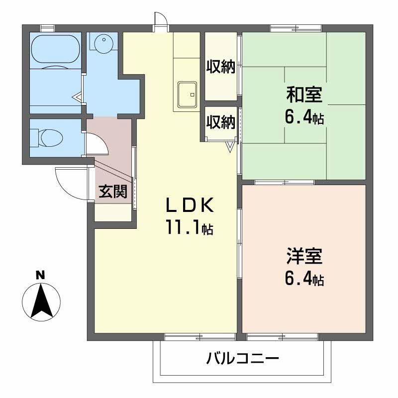 ハイツジェントル(2LDK/2階)の間取り写真