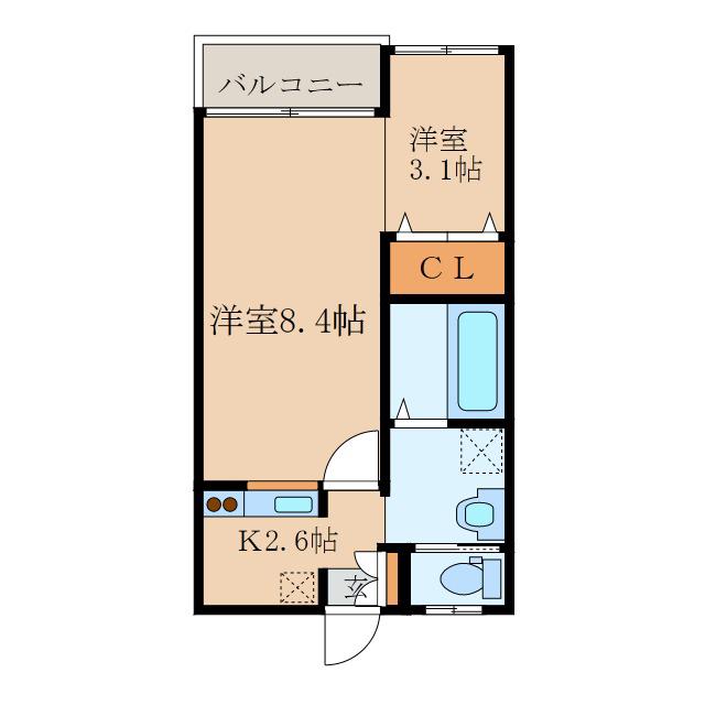 ラポール田崎(2K/2階)の間取り写真