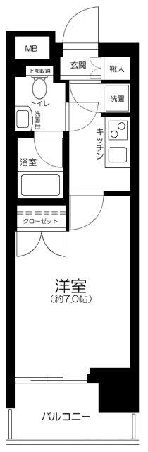 パレステュディオ芝浦シティ(1K/7階)の間取り写真
