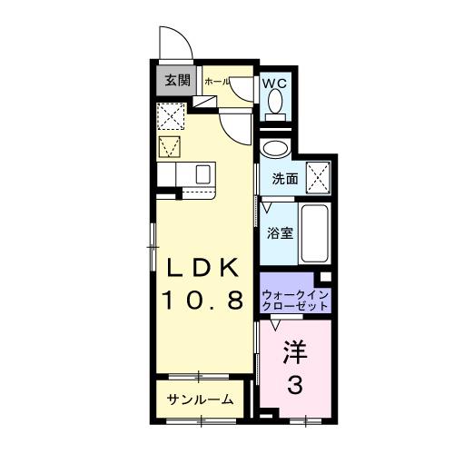 エムアンドエフ(1LDK/1階)の間取り写真