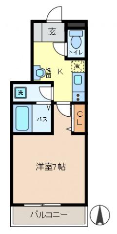 ヴァンヴェール金町(1K/1階)の間取り写真