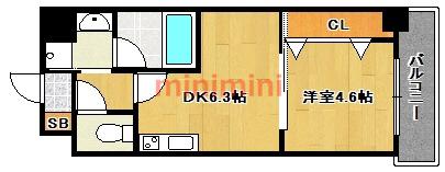 RECIO千里丘(1DK/5階)の間取り写真