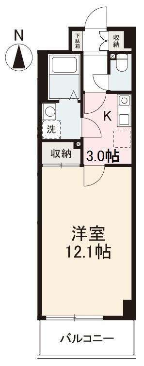 ジョア西の丸(1K/4階)の間取り写真