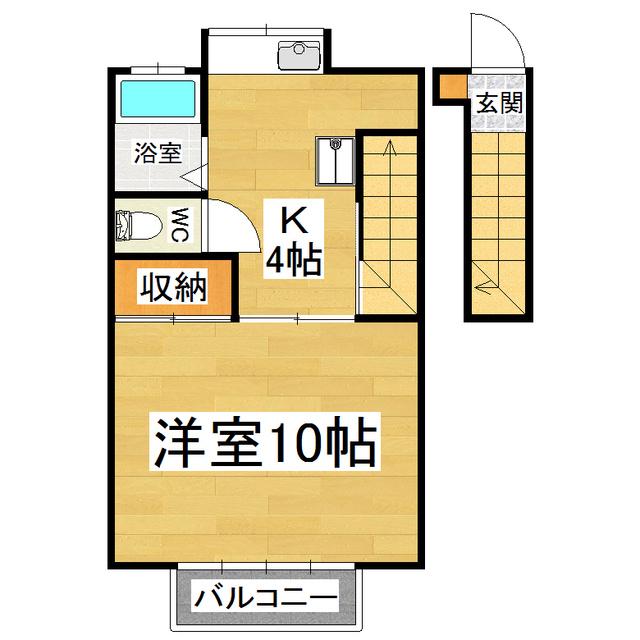 カワクボハイツ(1K/2階)の間取り写真