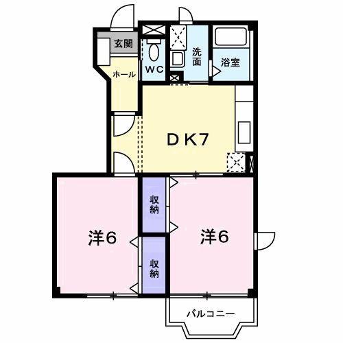エルブスガーデンII(2DK/1階)の間取り写真