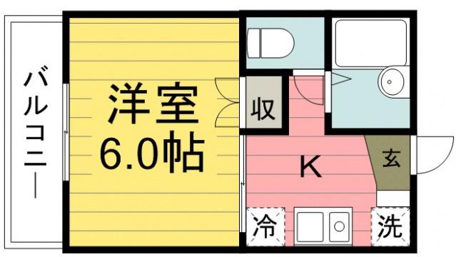 プリムラサカイB棟(1K/2階)の間取り写真