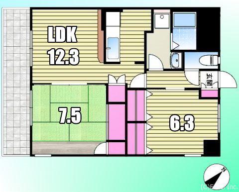 壽ビル(2LDK/6階)の間取り写真