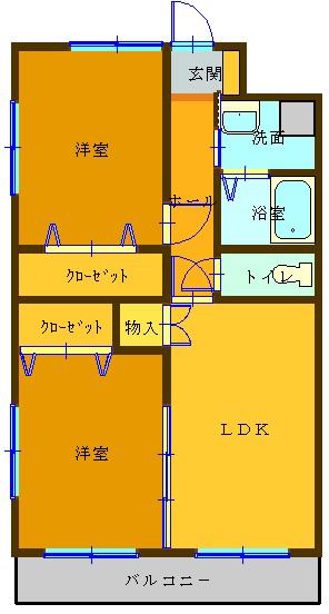 プリマヴェーラ(2LDK/3階)の間取り写真
