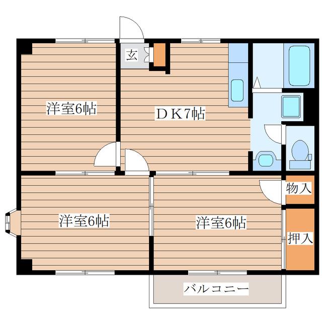 パラメーゾンA(3DK/2階)の間取り写真