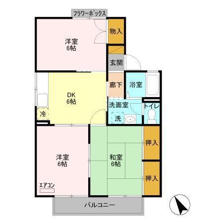 サンライズコーポ森B(3DK/2階)の間取り写真