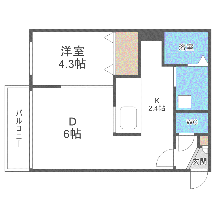 ERYS南7条(1LDK/2階)の間取り写真