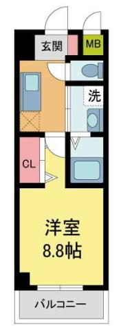 阪急今津線 甲東園駅 徒歩15分 3階建 築13年(1K/2階)の間取り写真
