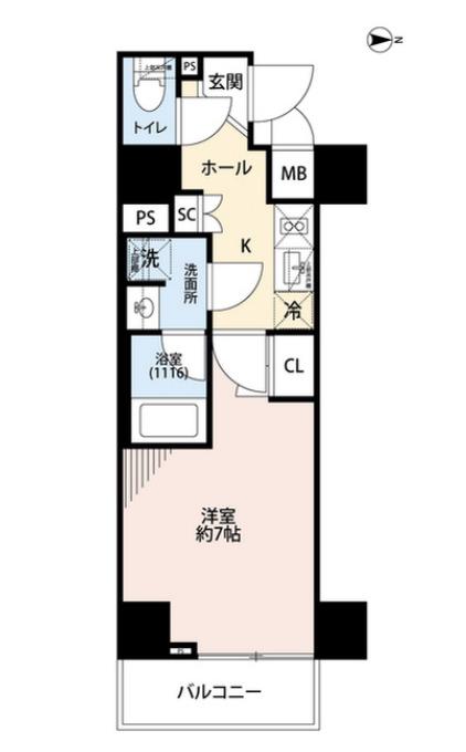 プレール・ドゥーク住吉IV(1K/5階)の間取り写真