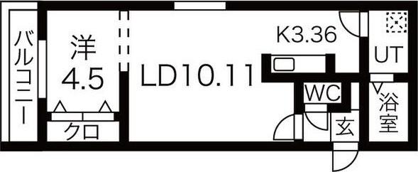 ラピスラズリ(1LDK/1階)の間取り写真