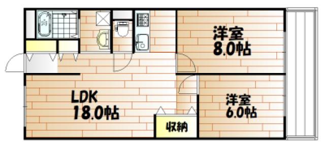 ホークメゾン岡山(2LDK/3階)の間取り写真