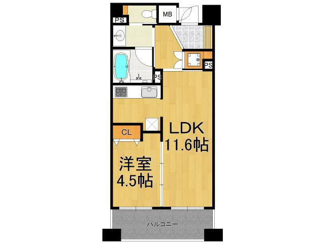セイル西宮北口(1LDK/2階)の間取り写真