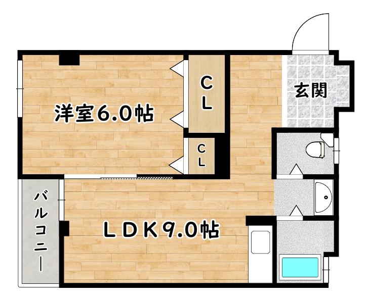 江本ビル(1LDK/2階)の間取り写真