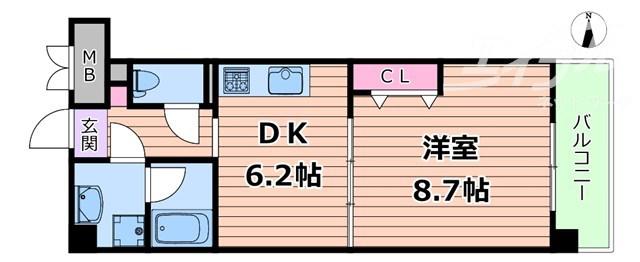 ヴィレッジ蔵人(1DK/2階)の間取り写真