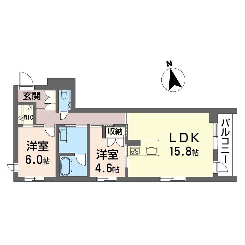 アンムート戸越公園(2LDK/2階)の間取り写真