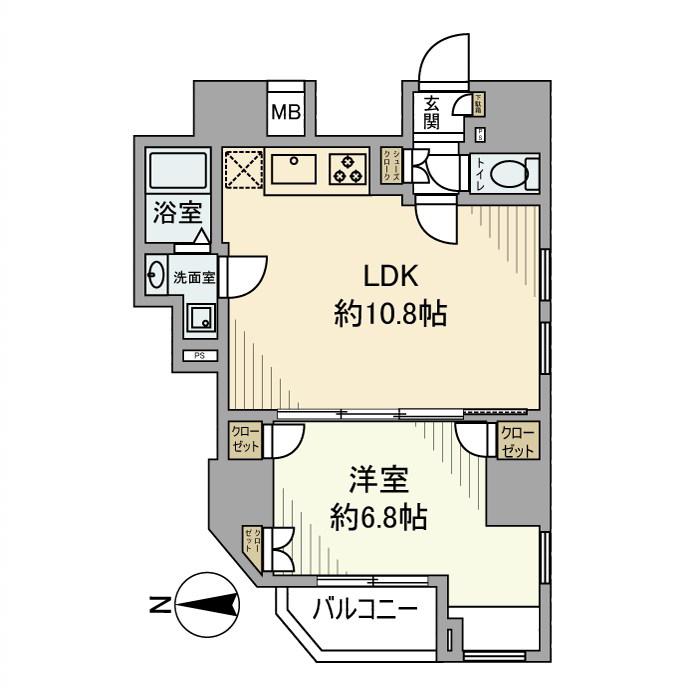 ビバリーホームズ三鷹(1LDK/8階)の間取り写真
