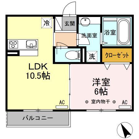 オンブラージュ・マロニエ(1LDK/3階)の間取り写真