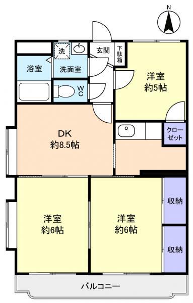 エスポワール勝田台(3DK/2階)の間取り写真