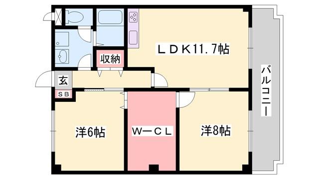 マリッチ今宿(2LDK/3階)の間取り写真