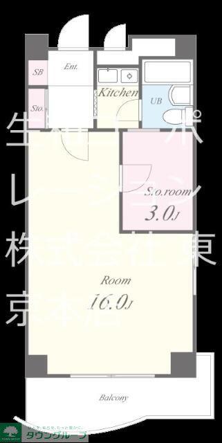 レジデンス西麻布(1SK/2階)の間取り写真