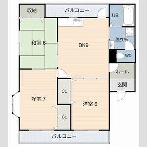 ファンタジー緑丘 B(3DK/2階)の間取り写真