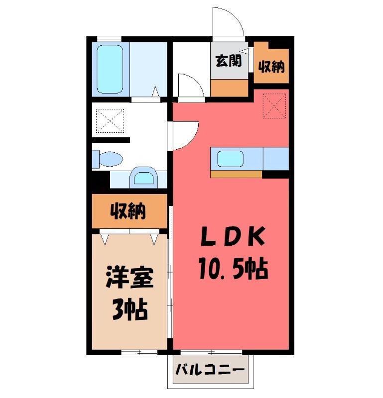 パルハイム2003A(1LDK/2階)の間取り写真