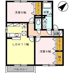メルベーユコート(2LDK/1階)の間取り写真
