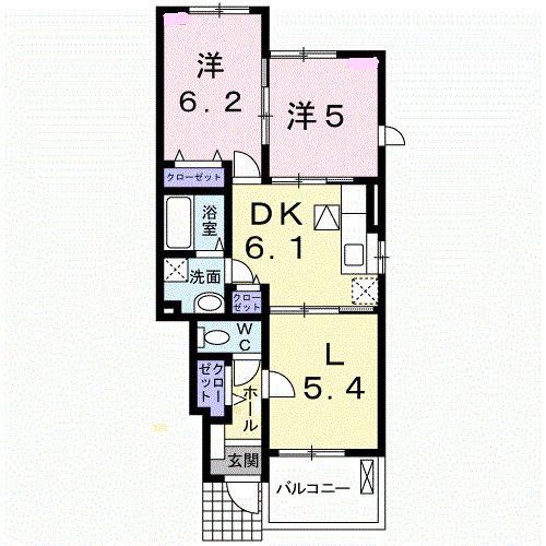 ヴェルデンスF(2LDK/1階)の間取り写真