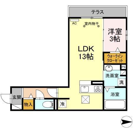 TORISIA添地町(1LDK/1階)の間取り写真