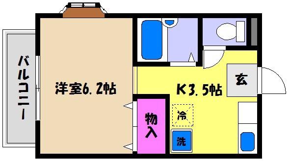 クレインハウス(1K/2階)の間取り写真