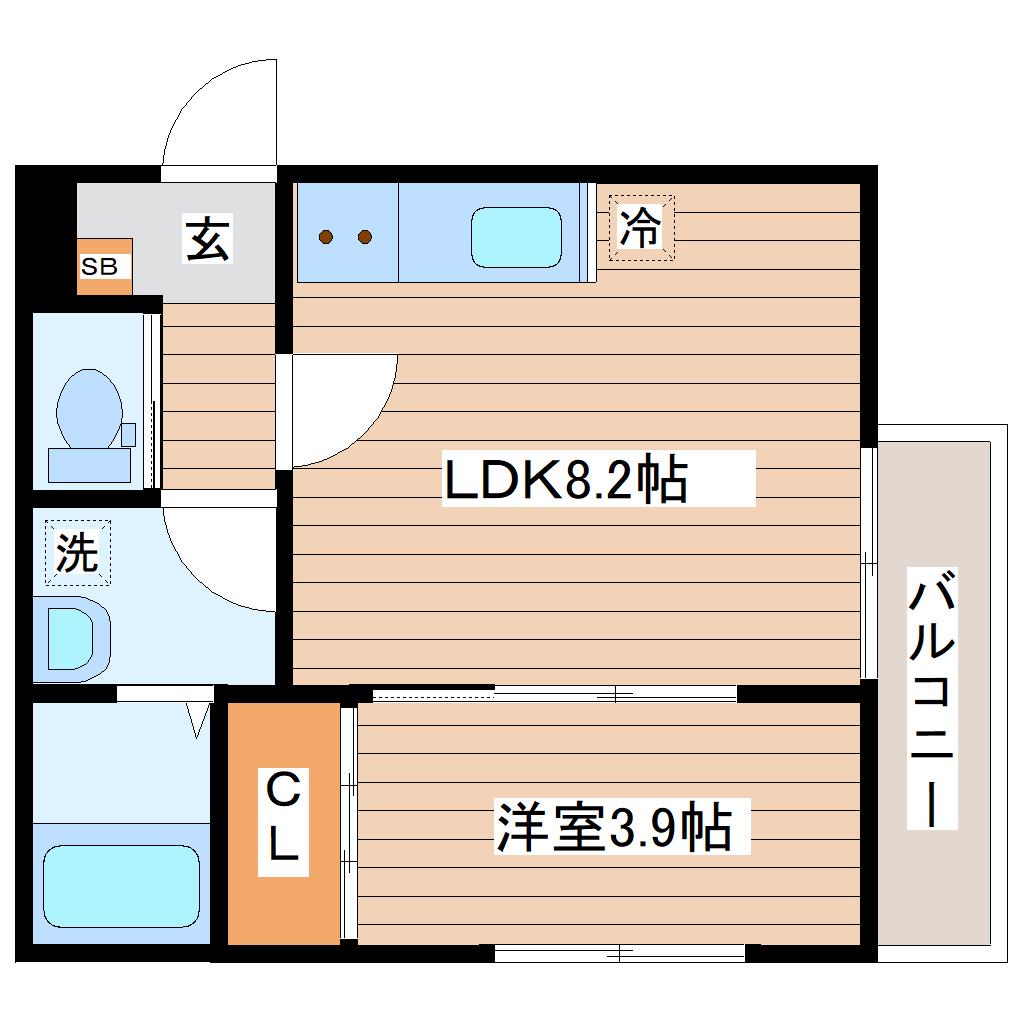 アプリーレ北仙台(1LDK/3階)の間取り写真