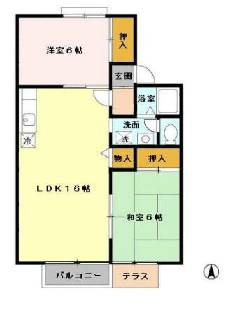 アビタシオン(2LDK/1階)の間取り写真