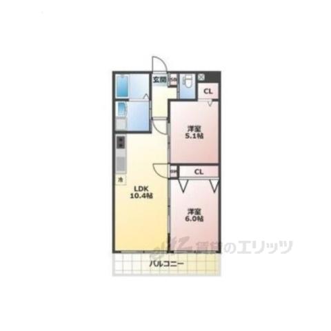 ALEGRIA郡山(2LDK/2階)の間取り写真