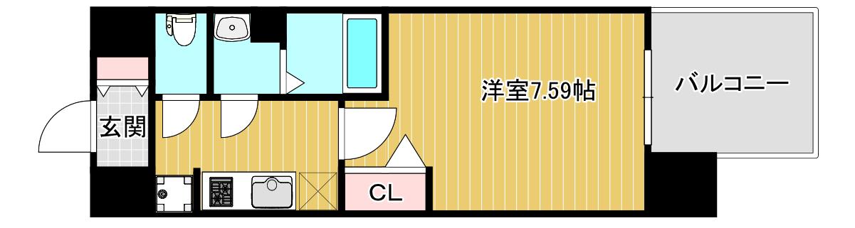 レシオス難波(1K/7階)の間取り写真